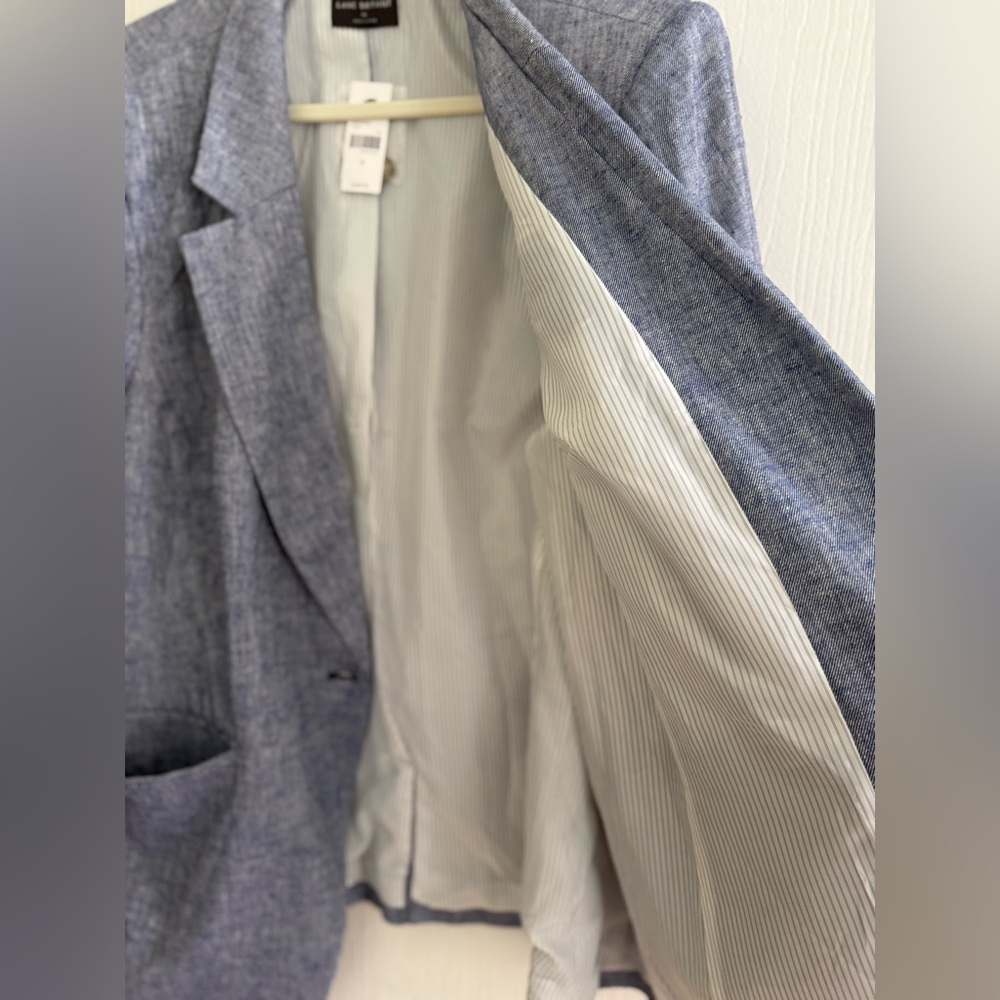 NEW NWT Lane Bryant Linen Blend Heathered Blue Blazer - Picture 5 of 6